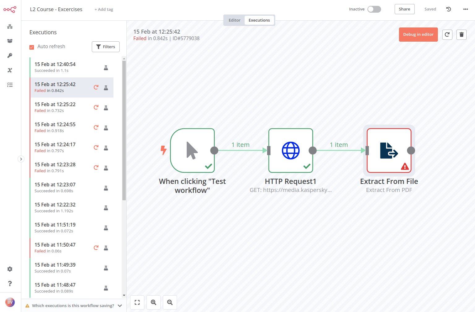 Workflow execution view